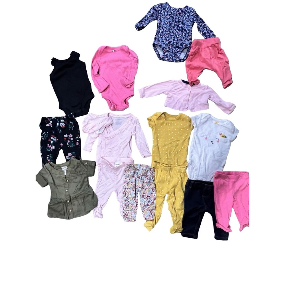 Newborn Baby Girl Clothing Lot Jumpers One Piece Outfits Carters 16 Pieces